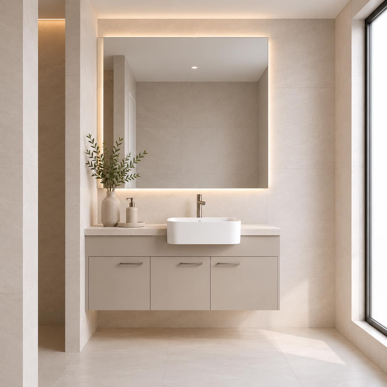 Semi-Recessed vanity in a Melbourne bathroom
